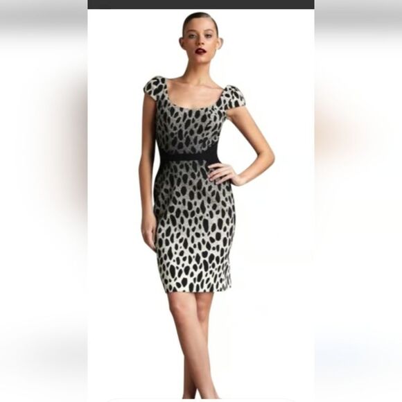 JAY GODFREY  classy sophisticated  Animal Print short cap sleeve Dress - Picture 1 of 11